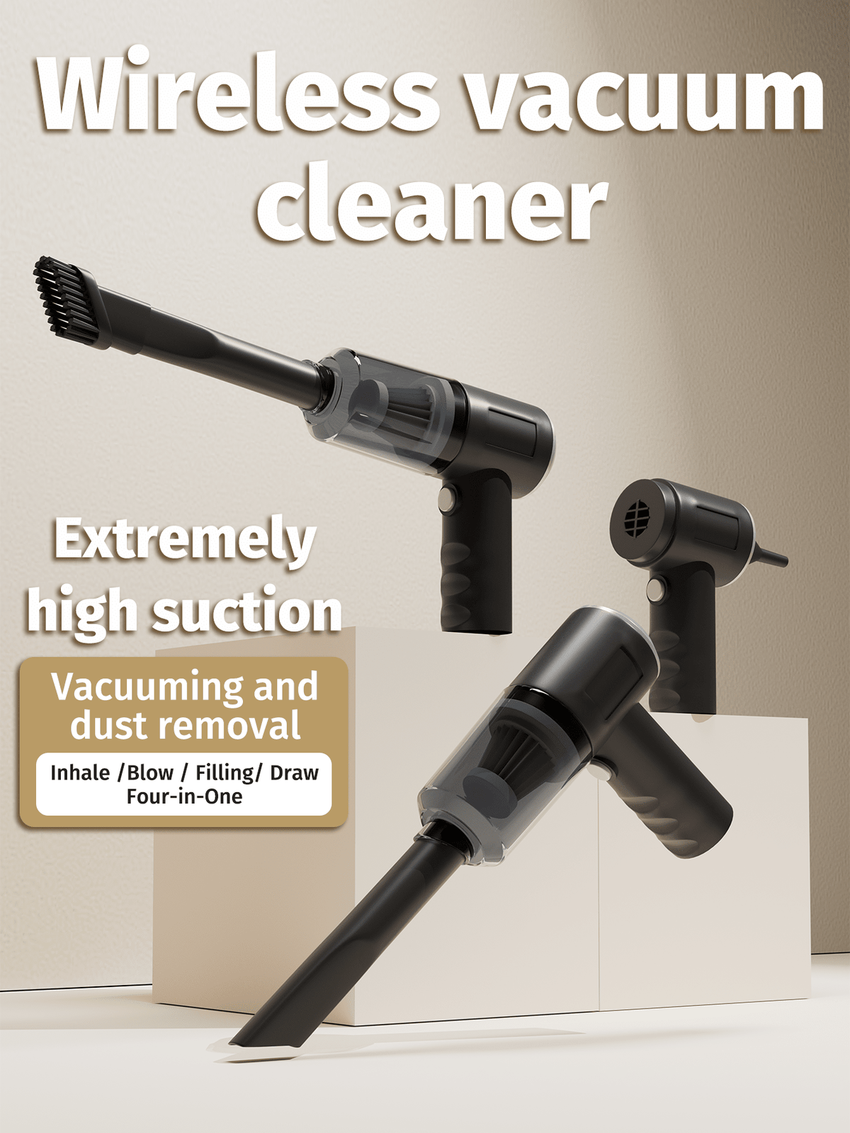 🧹✨ 4-in-1 Cordless Handheld Vacuum Cleaner – Powerful Suction & Air Duster  🛍️ Product Description  ✨ Clean smarter, faster & easier! ✨